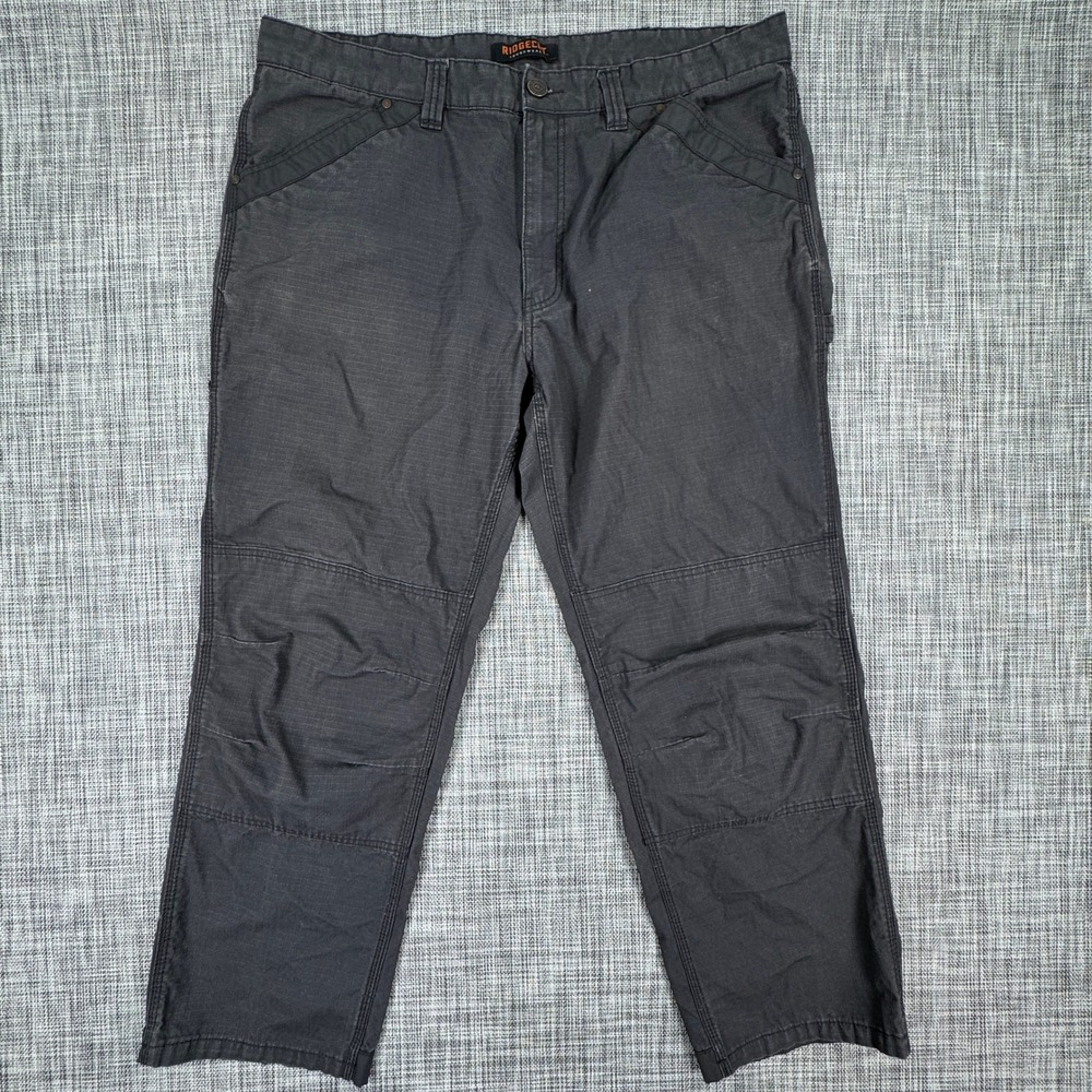 Ridgecut Toughwear Men's Work Pants 42x32 Gray Ripstop Cargo Utility Stretch